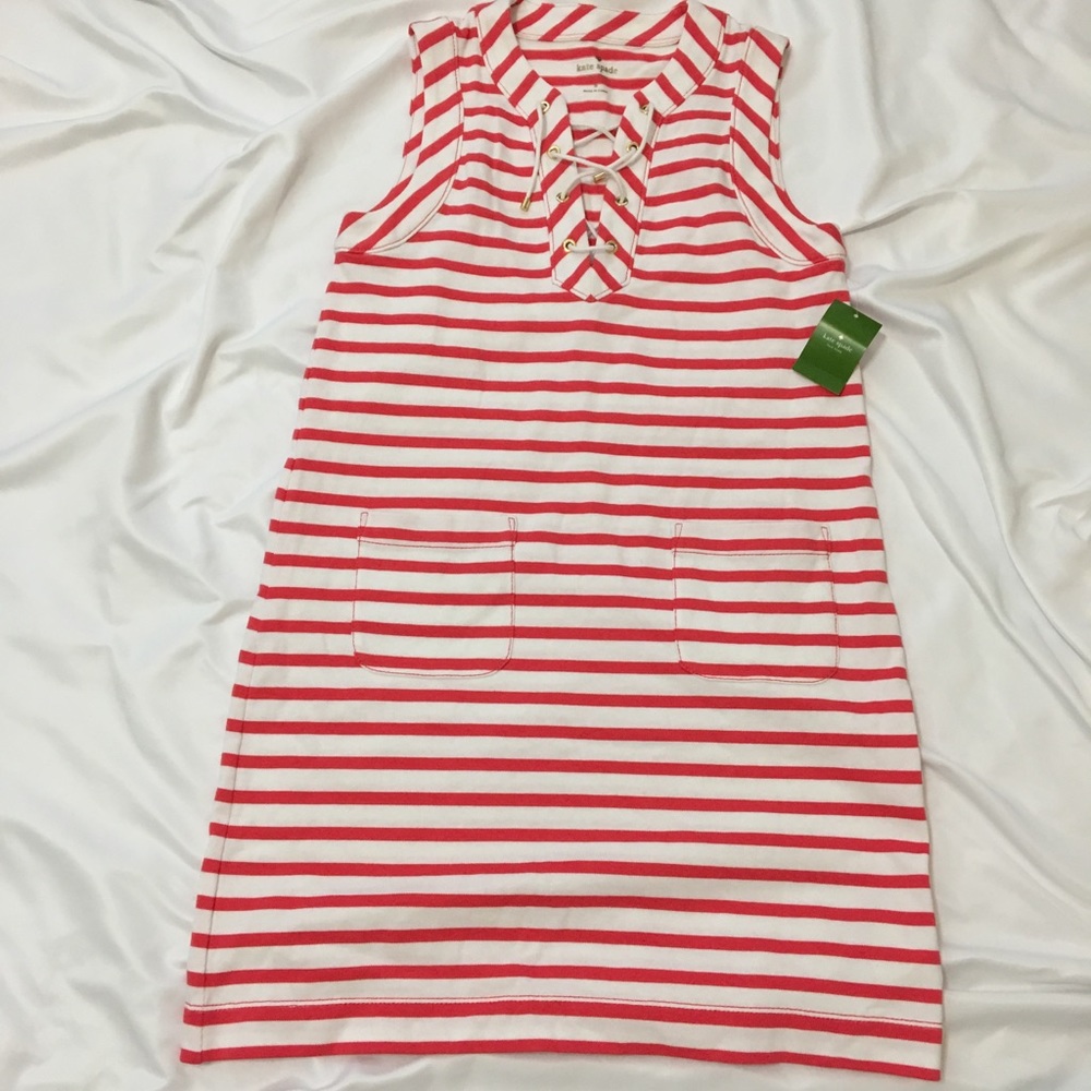 Kate Spade NWT Cotton Jersey Lace Up Dress Small